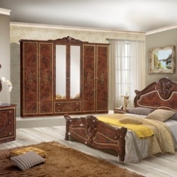 Спален комплект модел Amalfi Noce, 6-крил гардероб, легло 160/200 без рамка - Спални комплекти