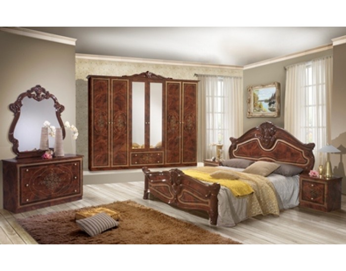 Спален комплект модел Amalfi Noce, 6-крил гардероб, легло 160/200 без рамка