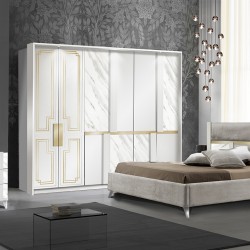 Спален комплект модел Beata Bianco, 6-крил гардероб, легло 160/200 без рамка - Спални комплекти