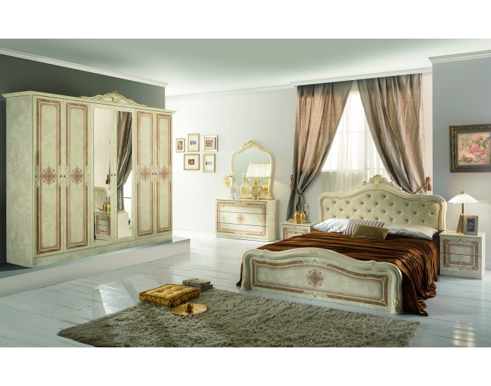Спален комплект Luisa beige, с шесткрилен гардероб
