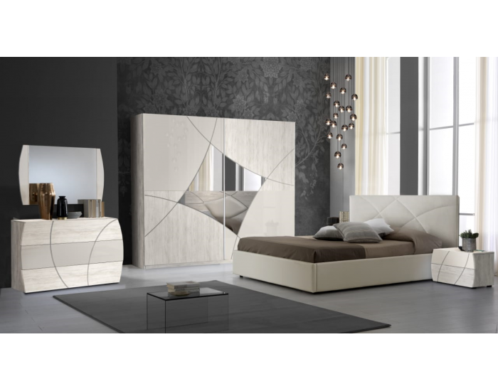 Спален комплект модел Atom, 2-крил гардероб с плъзгащи врати, легло 160/190 без рамка
