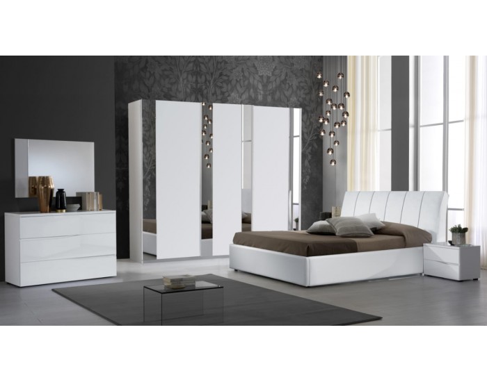 Спален комплект модел Frozen, 3-крил гардероб с плъзгащи врати, легло 160/190 без рамка
