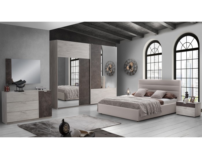 Спален комплект модел Urban, 2-крил гардероб с плъзгащи врати, легло 160/190 без рамка