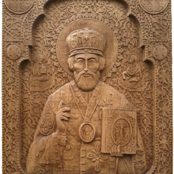 Икона - Свети Николай Чудотворец, цвят орех - Сувенири, Подаръци, Свещи