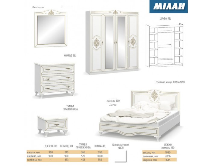 Спален комплект Milan Спален комплект Milan