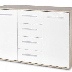 Скрин BM-Lima KM-4 1, дъб сонома и бяло - Шкафове, Витрини, Модулни секции