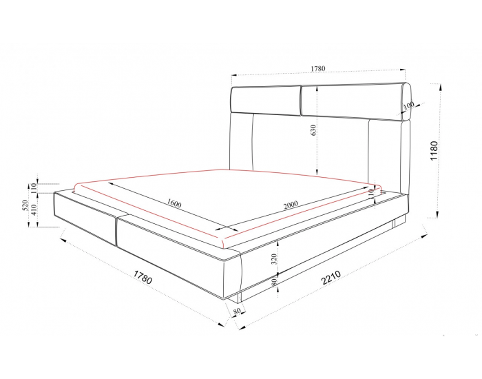 Тапицирана спалня модел Джорджия 160/200, Сива