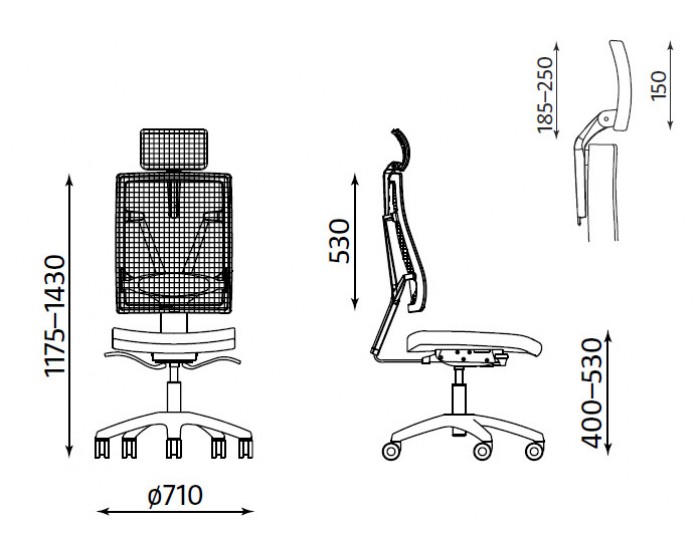 Работен офис стол 4Me Mesh black