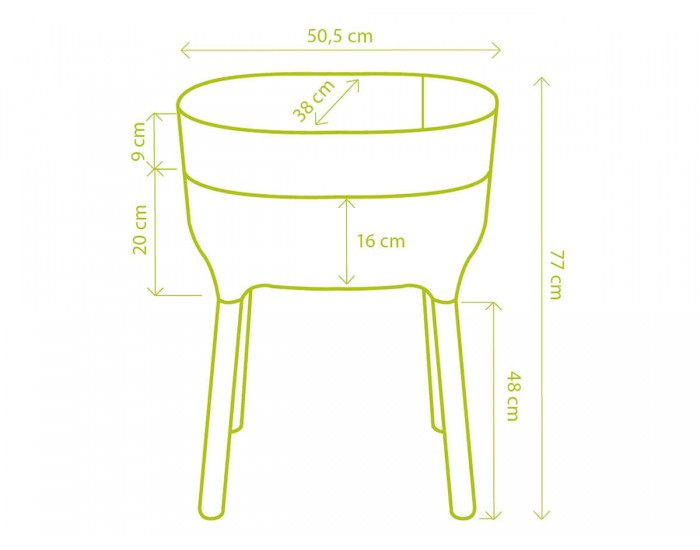 Саксия с напоителна система Urbalive висока, светло зелена  / Размери на продукт: 51х38х76  / Размери на кашон: 52x38x44