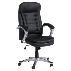 Офис Стол 9113 Черен -Кожен - Офис столове