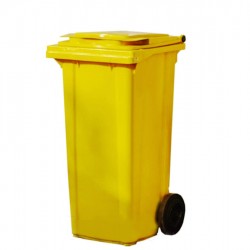 Пластмасова кофа за отпадъци на колела 120 литра, жълт - Външни съоражения