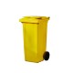 Пластмасова кофа за отпадъци на колела 120 литра, жълт