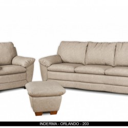 Диван тройка с Фотьойл и табуретка Evergreen BM, разтегателен диван - Мека мебел