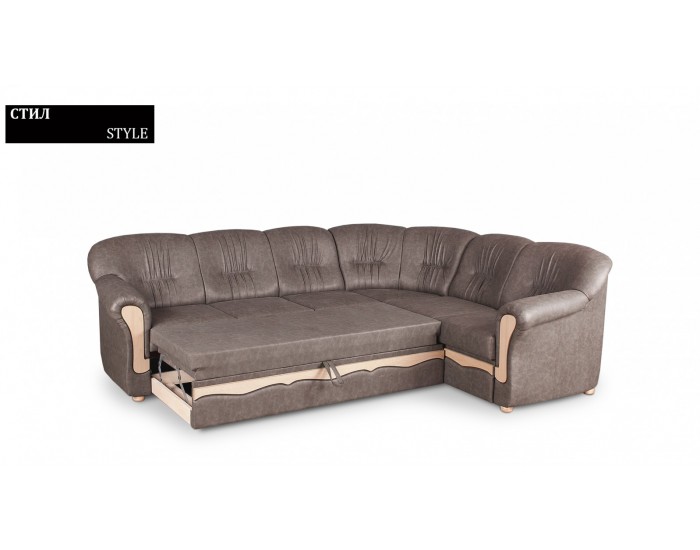 Ъглов диван Style BM, разтегателен с чекмедже