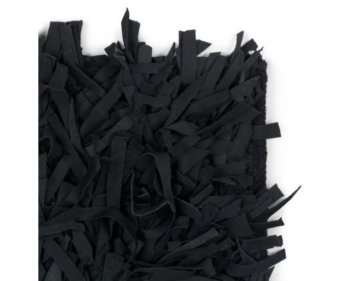 Sonata Рошав килим от естествена кожа, 80x160 см, черен