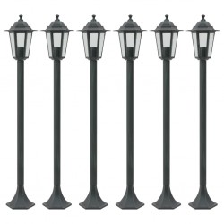 Sonata Градински стълбове, 6 броя, E27, 110 см, алуминий, тъмнозелено - Външно осветление