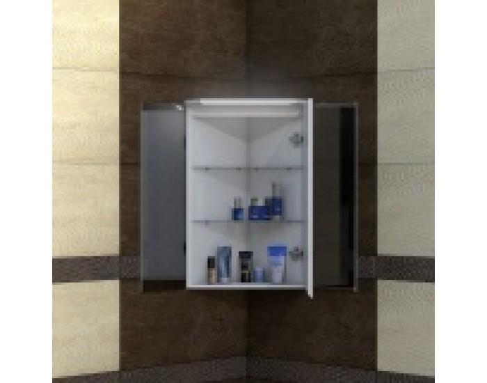 Ъглов горен шкаф за баня Korsika, LED осветление