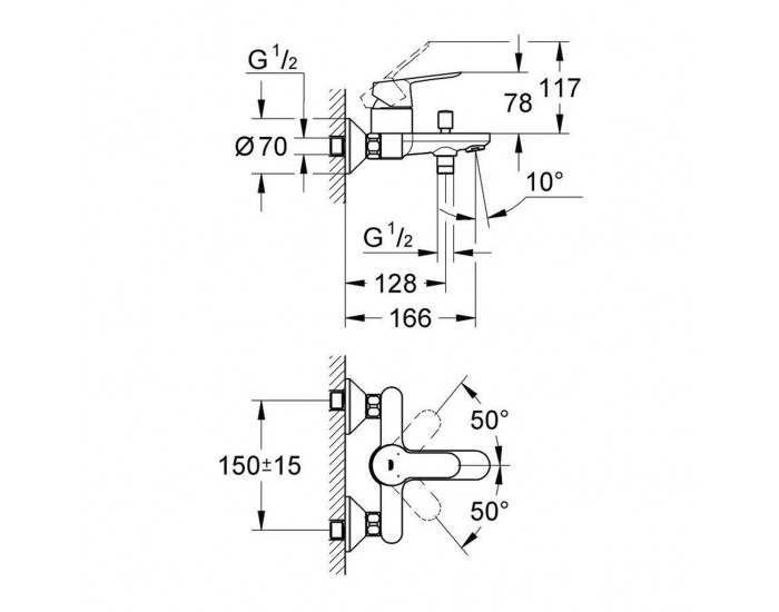 Смесител за вана Grohe BauEdge 23334000