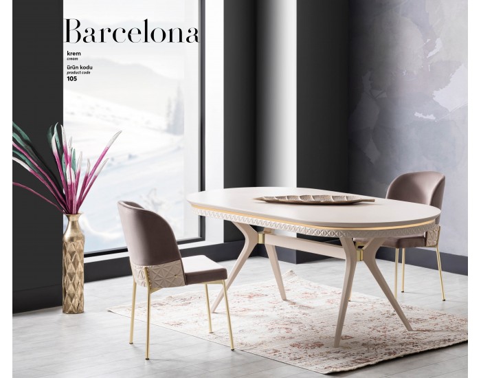 Комплект маса + 6 стола Barcelona, екрю