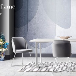 Комплект маса + 6 стола Efsane, екрю и сиво - Комплекти маси и столове