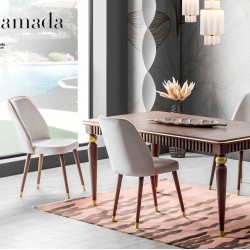 Трапезна маса Ramada + 6 стола, орех и бял - Комплекти маси и столове