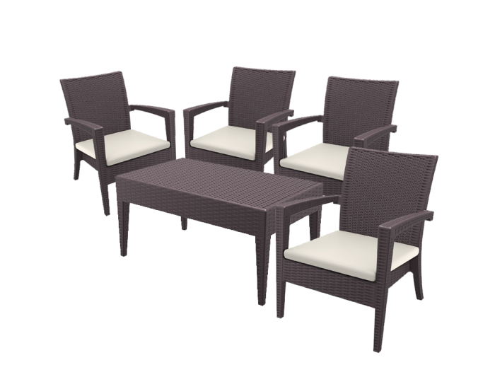 Комплект 4 кресла с масичка и възглавници Мебели Богдан BM-13 - Градински столове