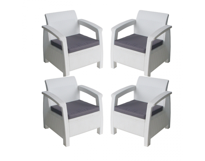 Комплект 4 кресла с възглавници Мебели Богдан BM-17 - Градински столове