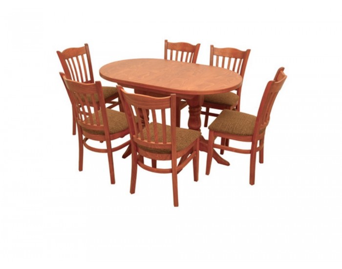 Трапезен комплект Мебели Богдан модел Denvar-Bm, Масив от Бук, кухненска маса с 6 стола - Комплекти маси и столове