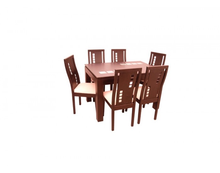 Трапезен комплект Мебели Богдан модел Harmony-1BM, маса за кухня с шест стола, МДФ, Буков Масив - Комплекти маси и столове