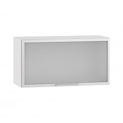 Горен шкаф витрина с клапваща врата ВМ 60/36 R1-Е20, стъкло сатен/алуминеива рамка/бял гланц - Модули Ferrara