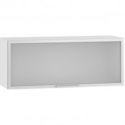 Горен шкаф витрина с клапваща врата ВМ 80/36 R1-Е20, стъкло сатен/алуминеива рамка - Модулни кухни