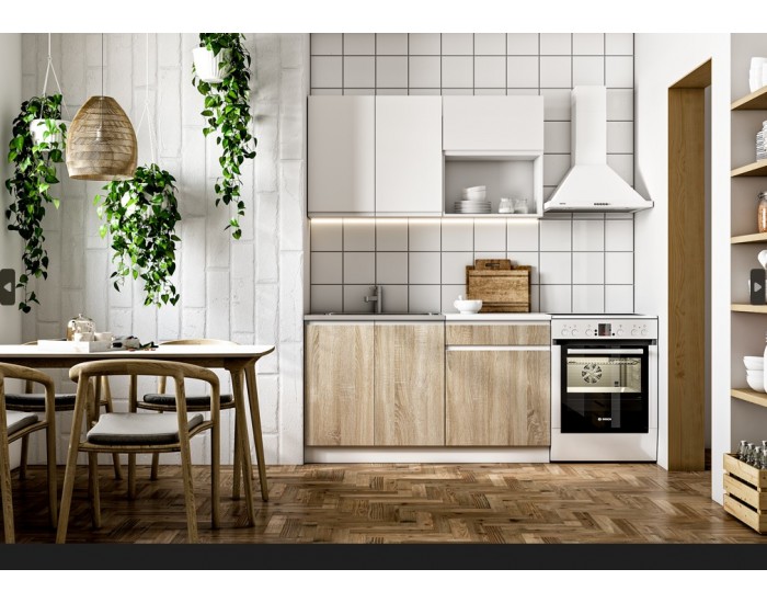 Кухненски комплект Katarina Lux 240, графит, златен дъб Кухненски комплект Katarina Lux 240, графит, златен дъб