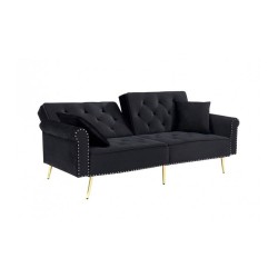 Диван Мебели Богдан модел Boris-E20, цвят: черно с златни елементи - Мека мебел