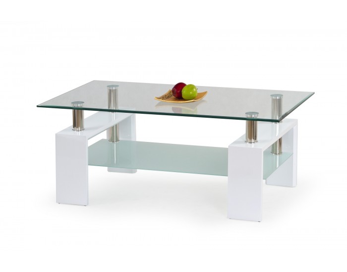 Холна маса Мебели Богдан модел 40-Diana White, размери: 110 / 60 / 45 см, материал: стъкло / МДФ лак -