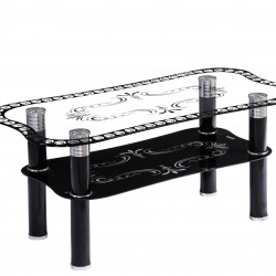 Холна маса Мебели Богдан модел 49-Lena BM, стъкло и алуминий в черен цвят, размери: 100/50/43 см - Холни маси