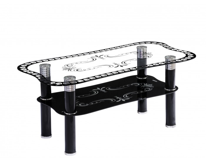 Холна маса Мебели Богдан модел 49-Lena BM, стъкло и алуминий в черен цвят, размери: 100/50/43 см - Холни маси