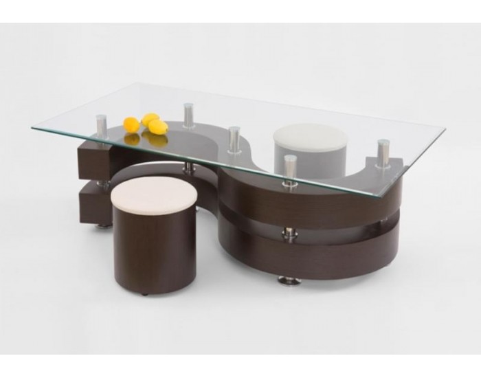 Холна маса Мебели Богдан модел 42-Nina II BM венге, размери : 130 / 70 / 60 см, материал: стъкло / МДФ