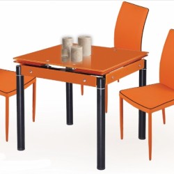 Разтегателна трапезна маса Мебели Богдан модел 26-Kent BM оранжев, размери: 80-130/80/76 см  - Трапезни маси