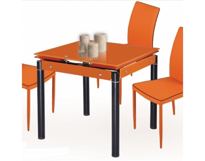 Разтегателна трапезна маса Мебели Богдан модел 26-Kent BM оранжев, размери: 80-130/80/76 см - Трапезни маси