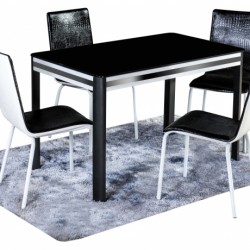 Трапезна маса Мебели Богдан модел 18-Nero BM, боядисан метал и стъкло, цвят: черен - бял, размери: 120/70/75 см - Трапезни маси