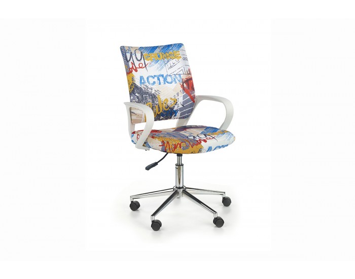 Детски стол Мебели Богдан модел BM Free, Хромирана кръстачка, Подлакътници, Регулируема височина, Многоцветен - Детски столове