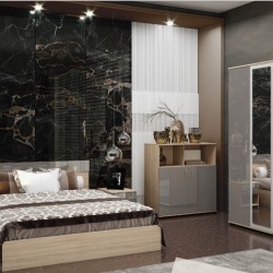 Спален комплект Мебели Богдан, модел BM-Ava, включващ гардероб, легло, скрин и 2бр. нощни шкафчета - Спалня