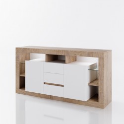 ТВ модул Мебели Богдан модел Clasic lux 923, Дъб суров с Бяло гладко - ТВ шкафове
