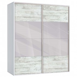 Двукрилен гардероб с плъзгащи врати Мебели Богдан Модел BM-AVA 51, кристал с бяло, с огледало - Гардероби
