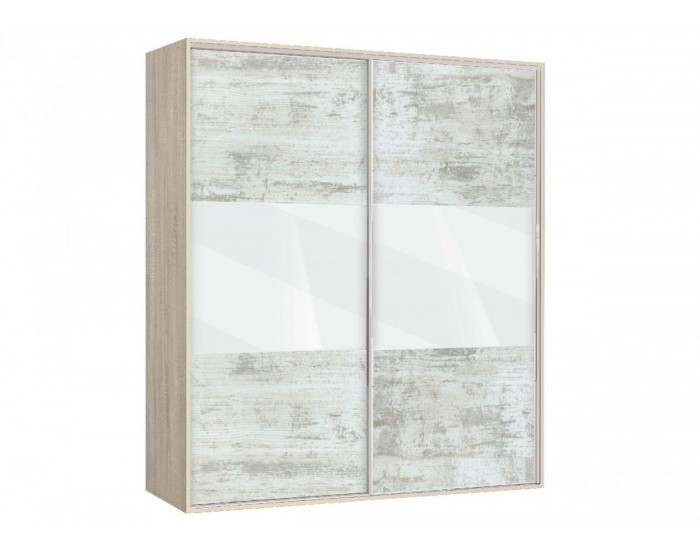 Двукрилен гардероб с плъзгащи врати Мебели Богдан Модел BM-AVA 4, кристал със сонома