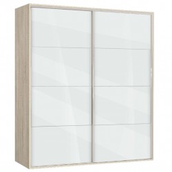 Двукрилен гардероб с плъзгащи врати Мебели Богдан Модел BM-AVA 5, бял гланц със сонома - Genomax