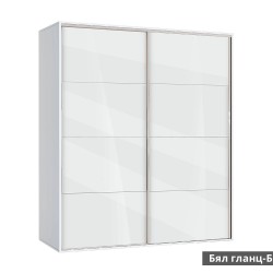 Двукрилен гардероб с плъзгащи врати Мебели Богдан Модел BM-AVA 5, бял гланц с бяло - Гардероби