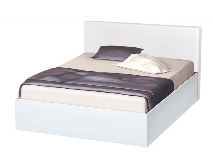 Легло Мебели Богдан модел BM-Hey, Бяло с тапицирана табла Leather, бяла