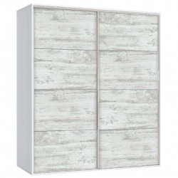 Двукрилен гардероб с плъзгащи врати Мебели Богдан Модел BM-AVA 5, кристал с бяло - Гардероби