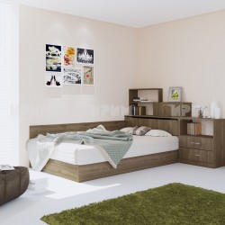 Легло с ракла и шкафчета Мебели Богдан модел 55/7032, за матрак 120/190, орех адмирал - Спални комплекти